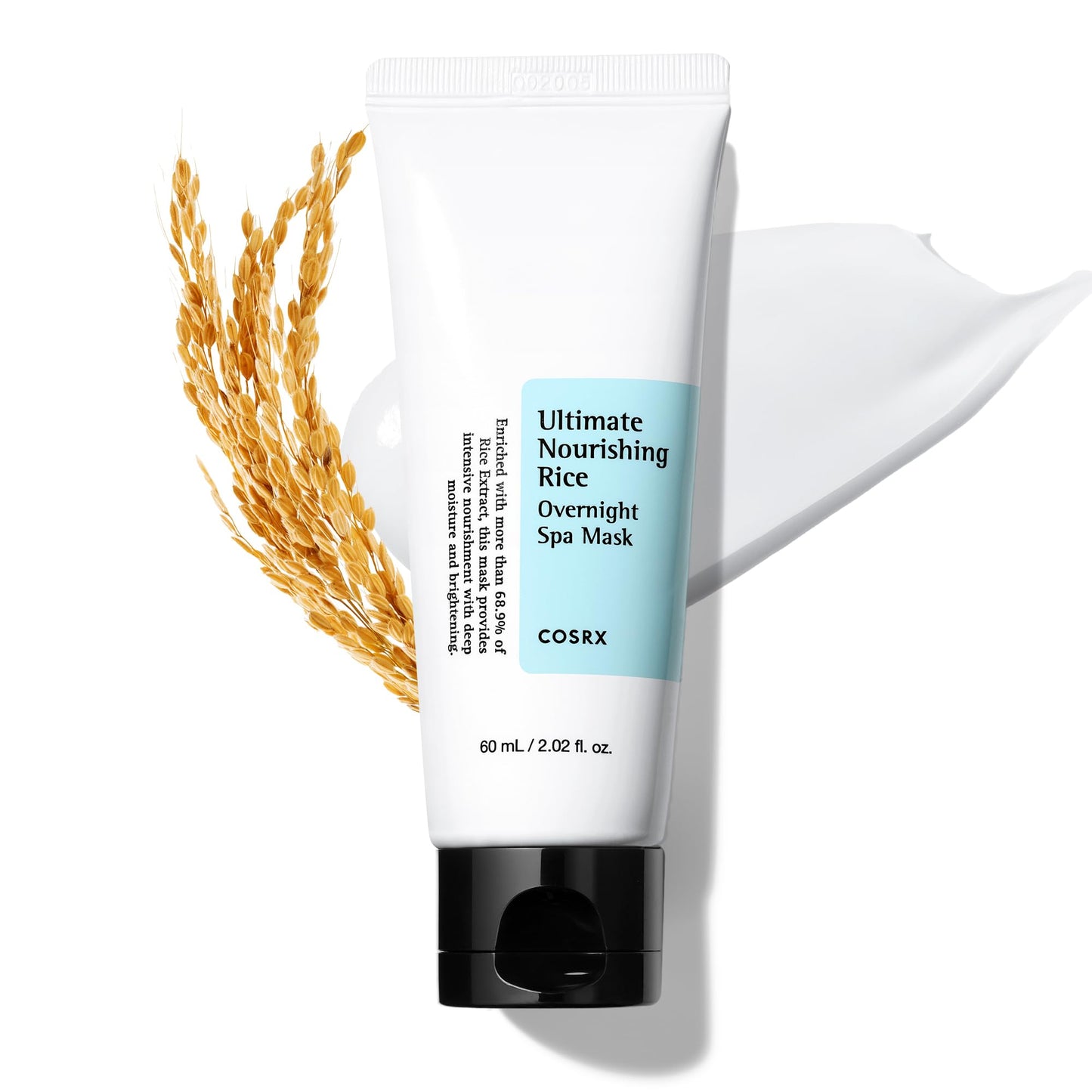 COSRX Ultimate Nourishing Rice Overnight Spa Mask, 60ml / 2.02 fl.oz | Rice Extract 68% and Niacinamide 2%, Korean Skin Care, Animal Testing Free, Paraben Free