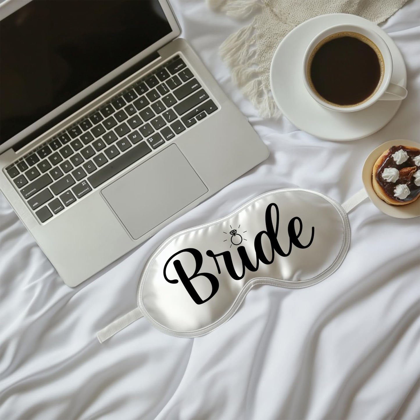 Ethisa Bride and Groom Eye Mask Set - Super Soft Fabric for Sleep - Newlywed Wedding Fit for The Mr and Mrs - Honeymoon Couples Just Married Black and White Gift Set