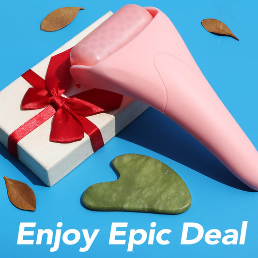 huefull Ice Roller for Face with 2 Rollers and Gua Sha Facial Tools, Face Roller for Self Care, Guasha Tool for Face, Puffiness Relief, Skin Care Gifts for Woman Men, Self Care Gifts