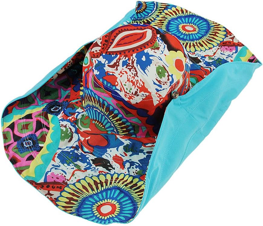 Women's Foldable Floppy Reversible Travel Beach Sun Visor Hat Wide Brim UPF 50+ Blue