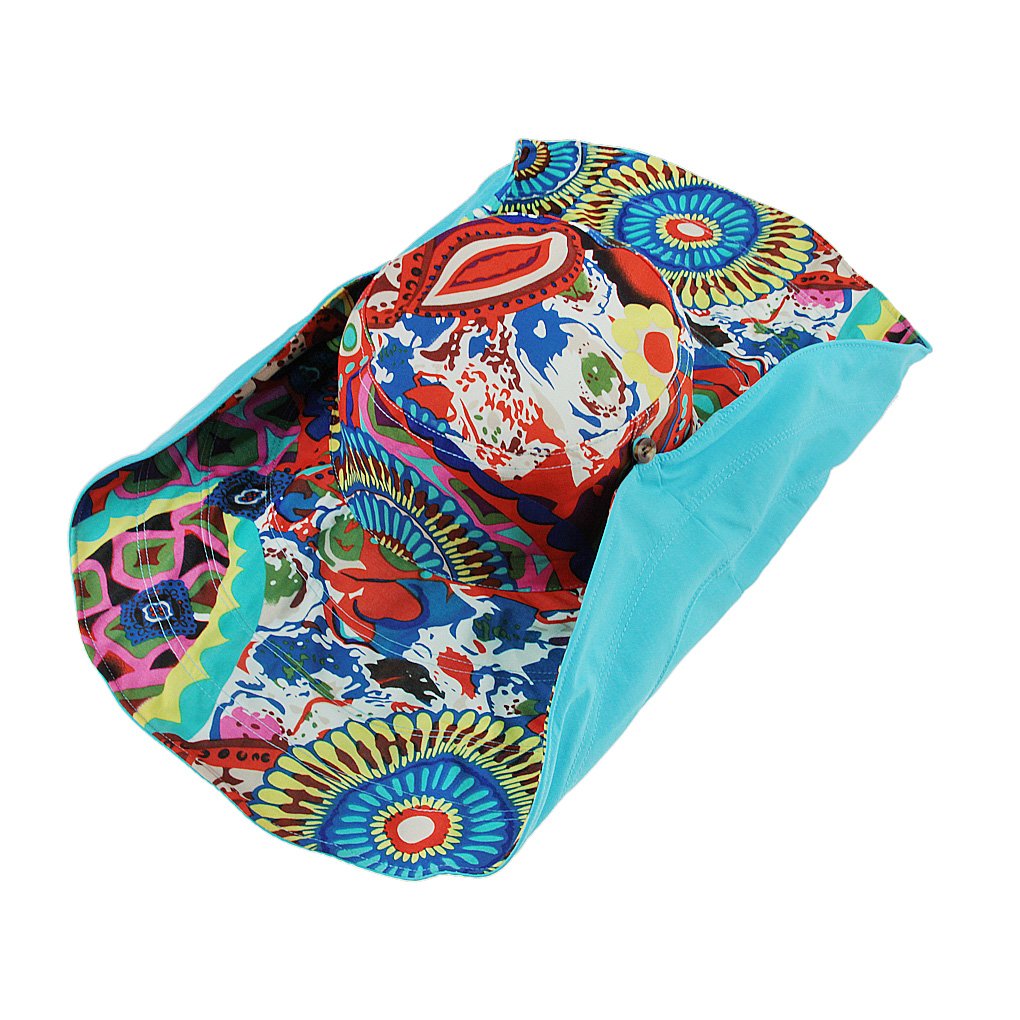 Women's Foldable Floppy Reversible Travel Beach Sun Visor Hat Wide Brim UPF 50+ Blue