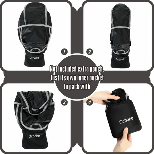 Ocbabe 15L Small Packable Lightweight Backpack Hiking Daypack Water Resistant Foldable Outdoor Camping Travel Bag for Women Men Black