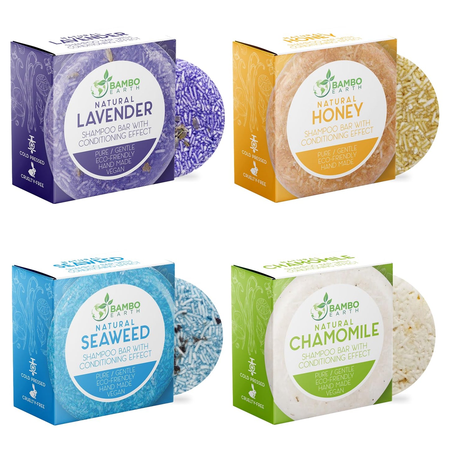 Solid Shampoo Bar And Conditioner Effect Hair Soap – 4 Pack 100% Organic Shampoo Bars For Hair With All Natural Plant Based Essential Oils And Eco Friendly Zero Waste Biodegradable Packaging