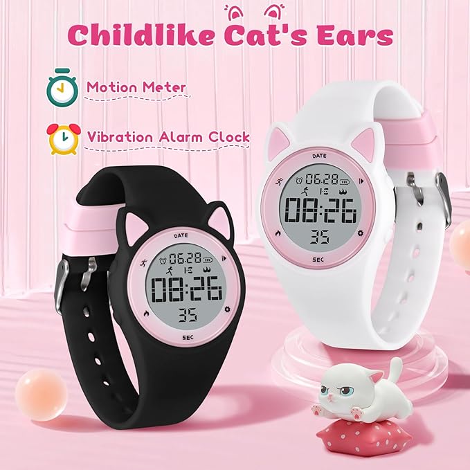 Kids Watches for Girls Boys Digital Sport Watch with Step Counter Pedometer Vibration Alarm Clock, No App Waterproof Fitness Tracker Kids Watch Boys Girls Teens Students Ages 5-16