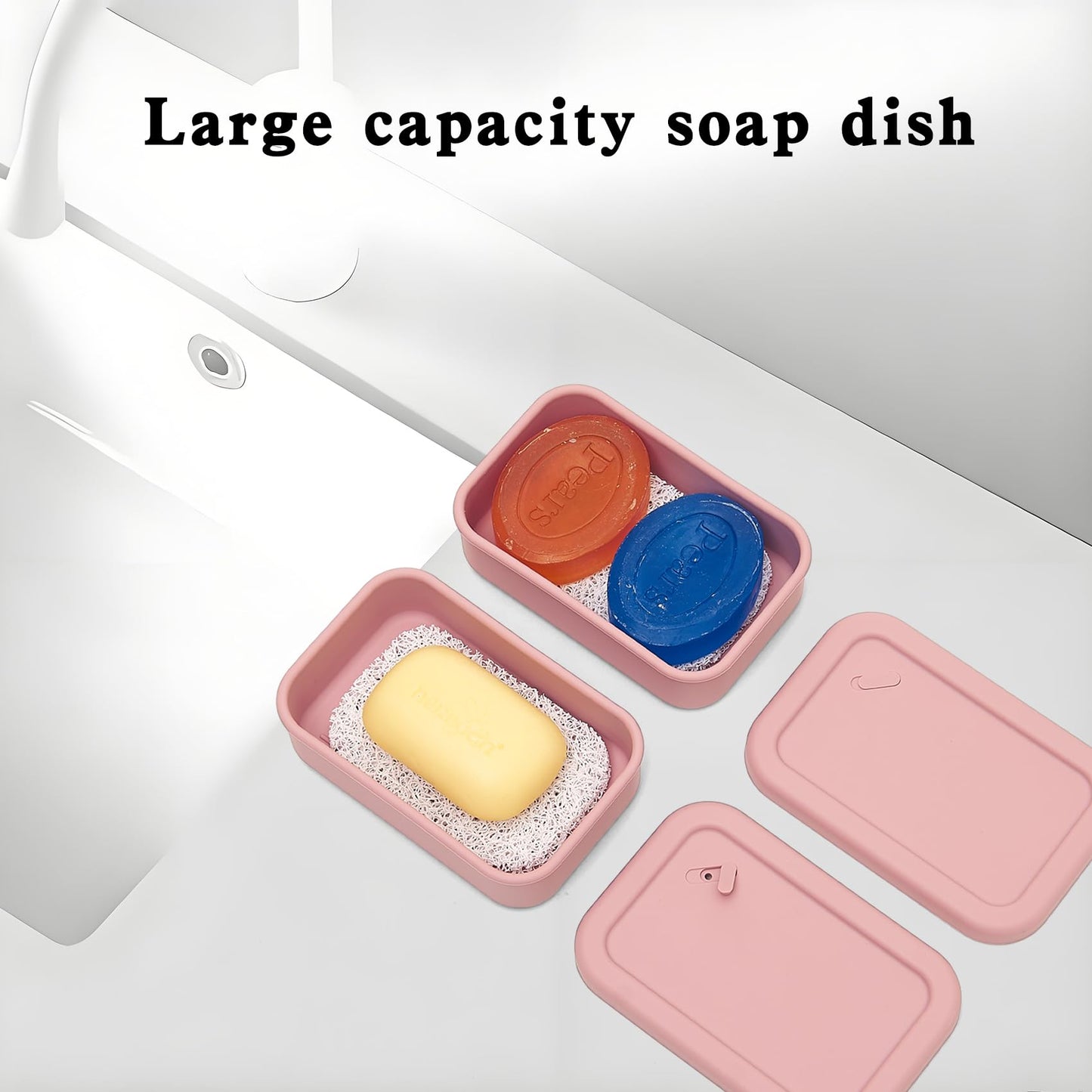 Silicone Enhanced Leakproof Travel Soap Case, Solid Shampoo Bar Holder,Large Travel Soap Container,Slip-Resistant Portable Soap Box with Drainage Layer