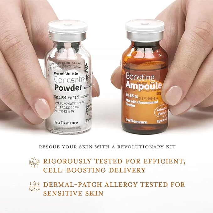 JEU'DEMEURE Dermishuttle Face Lifting Kit – Deep-Absorbing Needle-Free Serum with Collagen, Hyaluronic Acid, Peptide – Targets Wrinkles, Lifting & Skin Renewal Without Microneedling, 2 Weeks