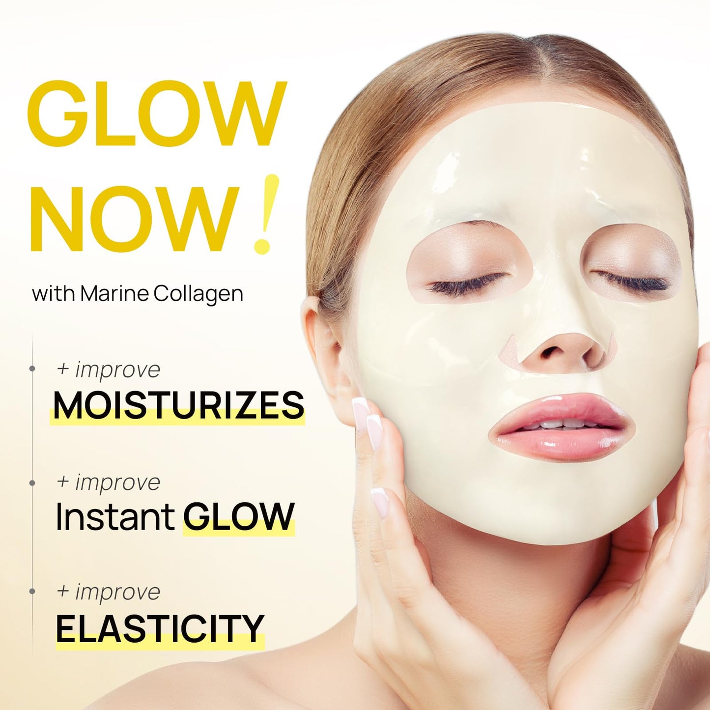 Bleuvél Collagen Face Mask, Real Deep Marine Collagen Overnight Face Mask for Glass Glow Skin - Elasticity, Firming, Hydrating & Moisturizing, 30g x 5ea (Pack of 1)