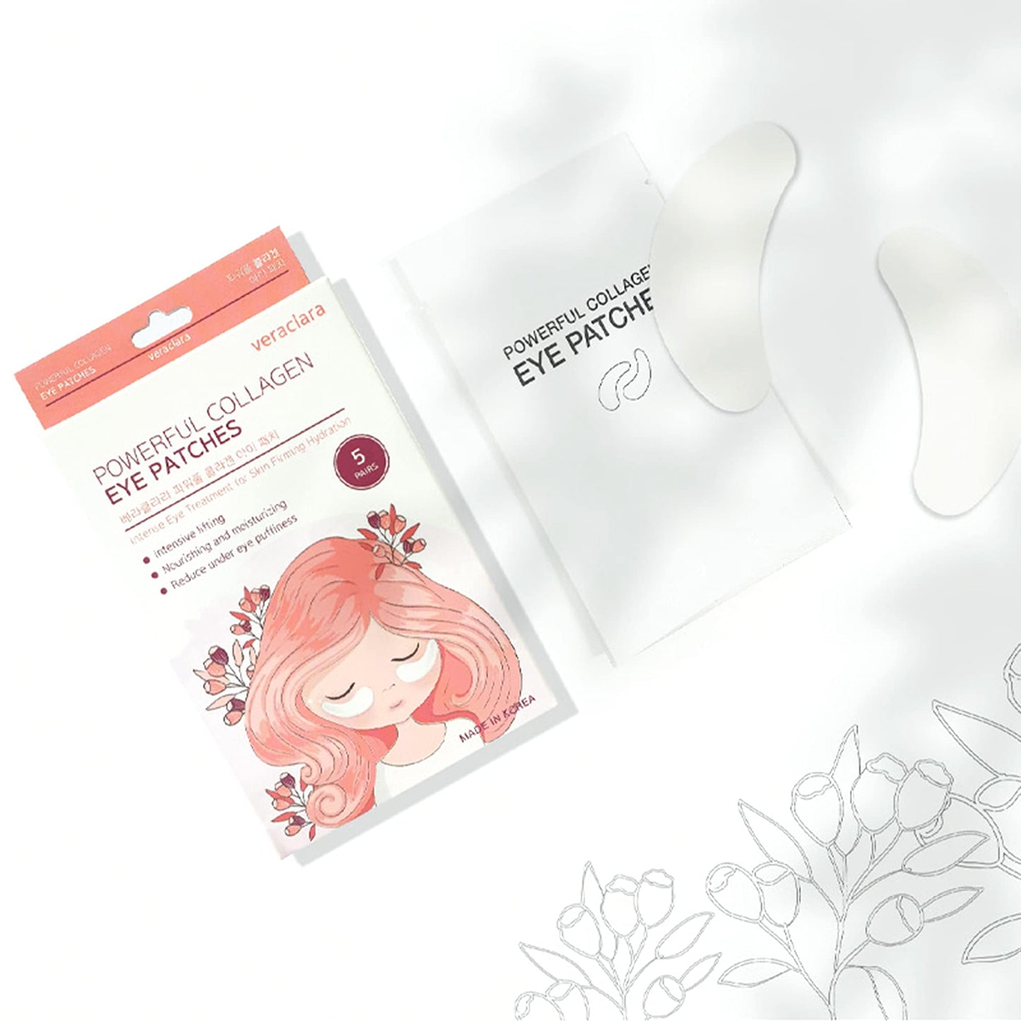 Veraclara Powerful Collagen Eye Patches - 5 Pairs - Puffy Eyes and Dark Circles Treatments | Reduce Wrinkles Undereye, Revitalize and Refresh Your Skin(1Pack)