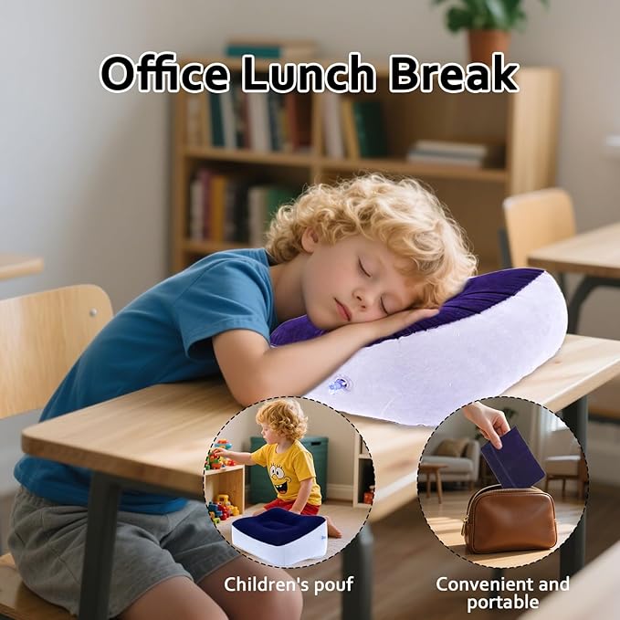 Inflatable Foot Rest, Portable Foot Rest, Inflatable Airplane Foot Rest Pillow - Portable Travel Foot Elevator, Foot Rest for Swelling, Lightweight Foot Stool for Economy Class (Grey)