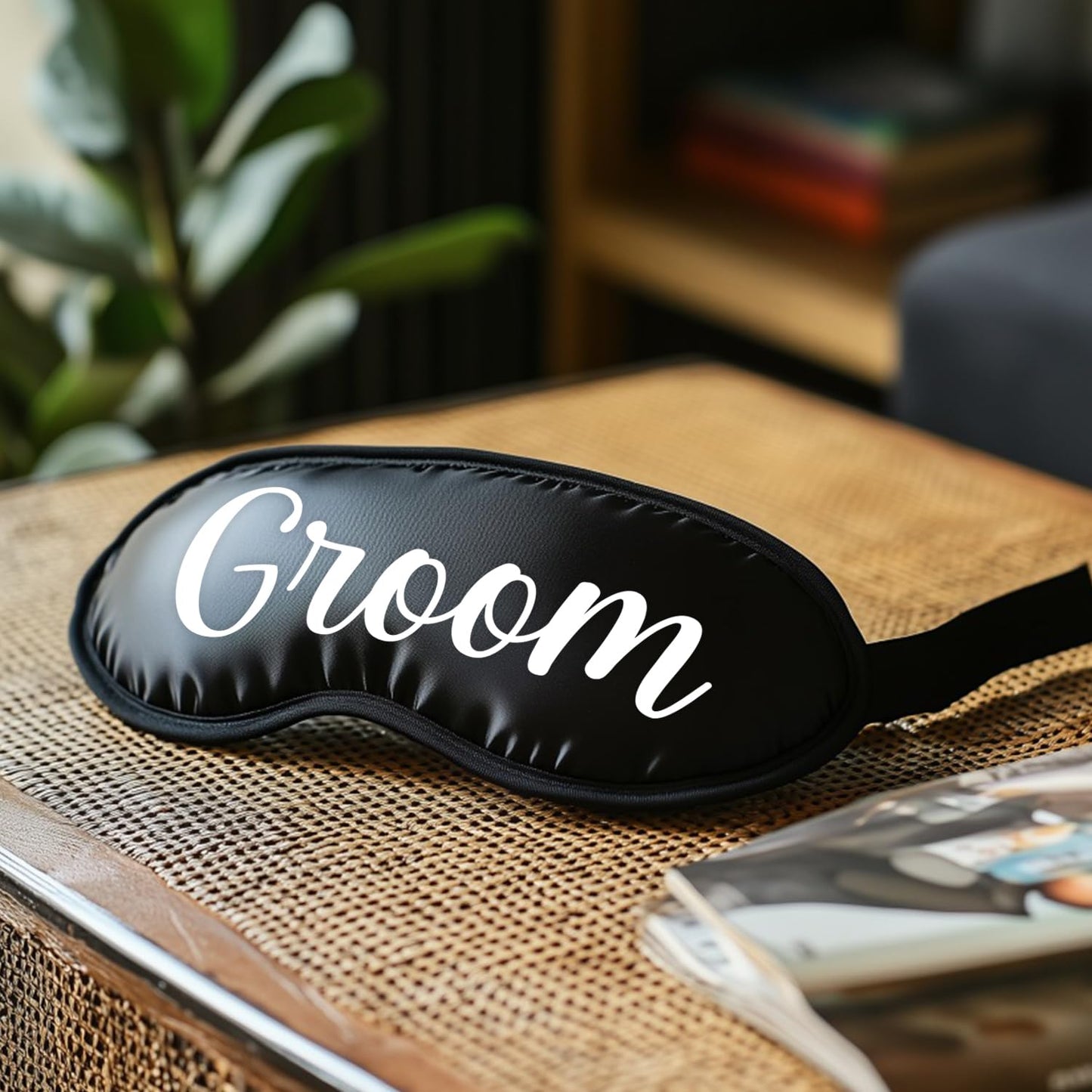 Ethisa Bride and Groom Eye Mask Set - Super Soft Fabric for Sleep - Newlywed Wedding Fit for The Mr and Mrs - Honeymoon Couples Just Married Black and White Gift Set