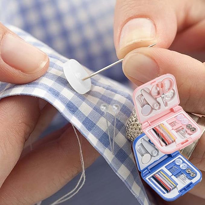 2 Pack Mini Travel Sewing Kit, Portable Sewing Kit, Emergency Sewing Kit Travel Small, Beginners DIY Sewing Thread Needle Threader Scissors Kit for Women, Mom, Traveler, Adults, Beginner