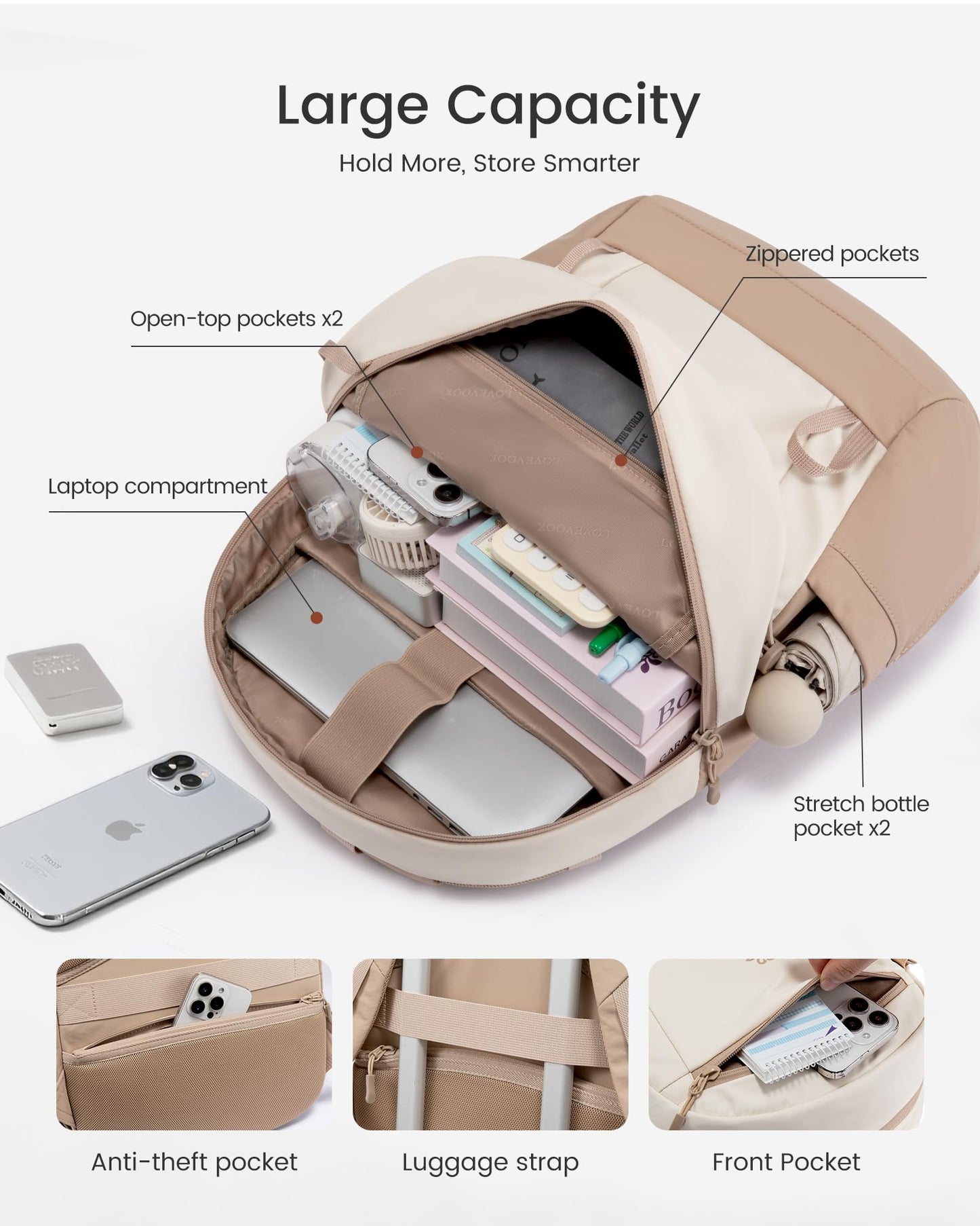 LOVEVOOK Small Travel Backpack for Women, Water-Resistant Hiking backpack with chest strap, Lightweight Casual Daypack