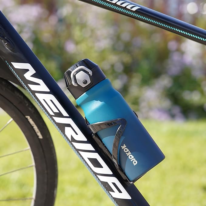 BJPKPK 18oz Insulated Water Bottle With Straw Stainless Steel Double Wall Water Bottles BPA Free Leak Proof Thermo With Lockable Flip Lid And Soft Silicone Spout,Indigo Black