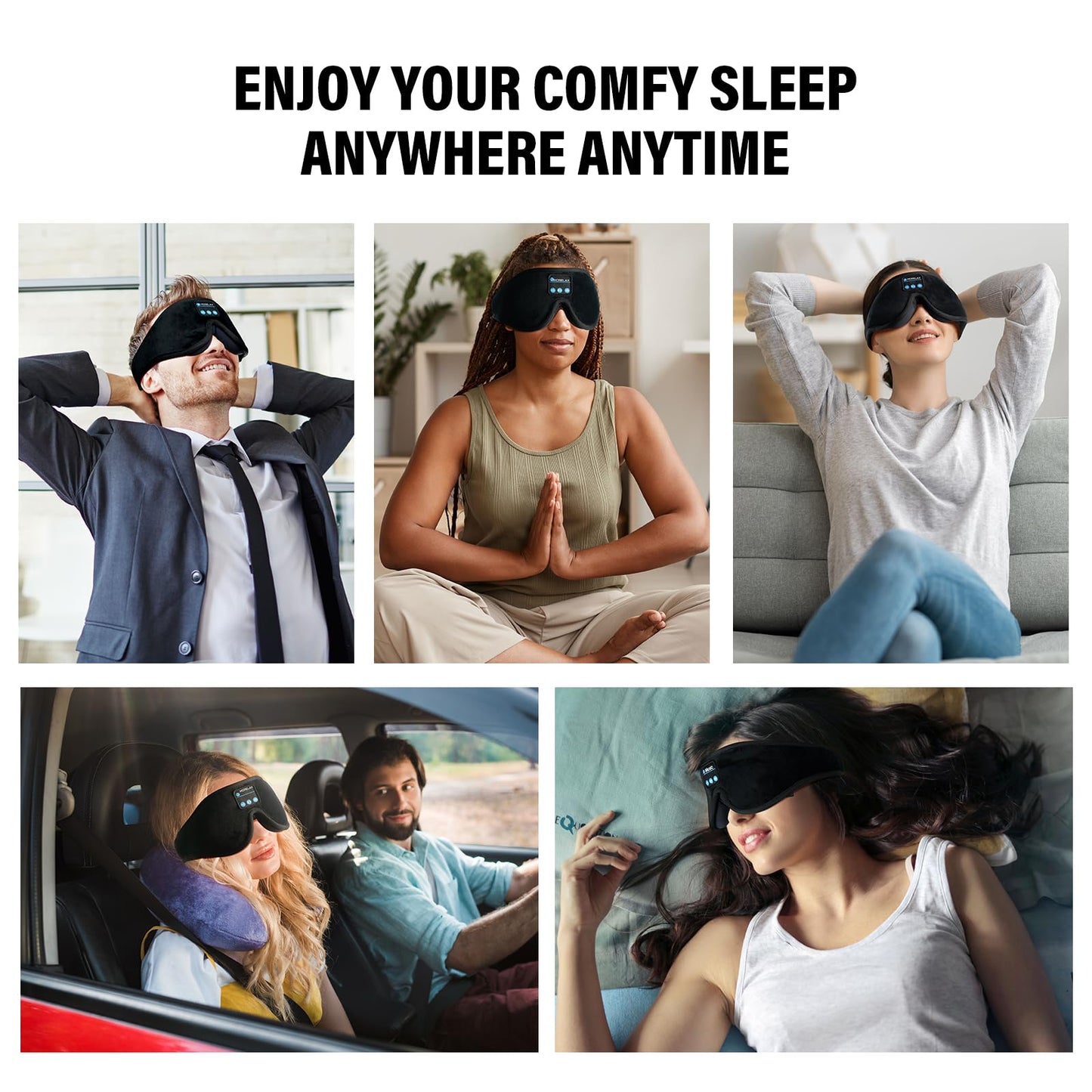 Sleep Headphones,Sleep Mask for Side Sleeper,3D Eye Mask for Sleeping with Stereo Speakers,Bluetooth Headphone,Perfect for Gifts for Women/Men Black