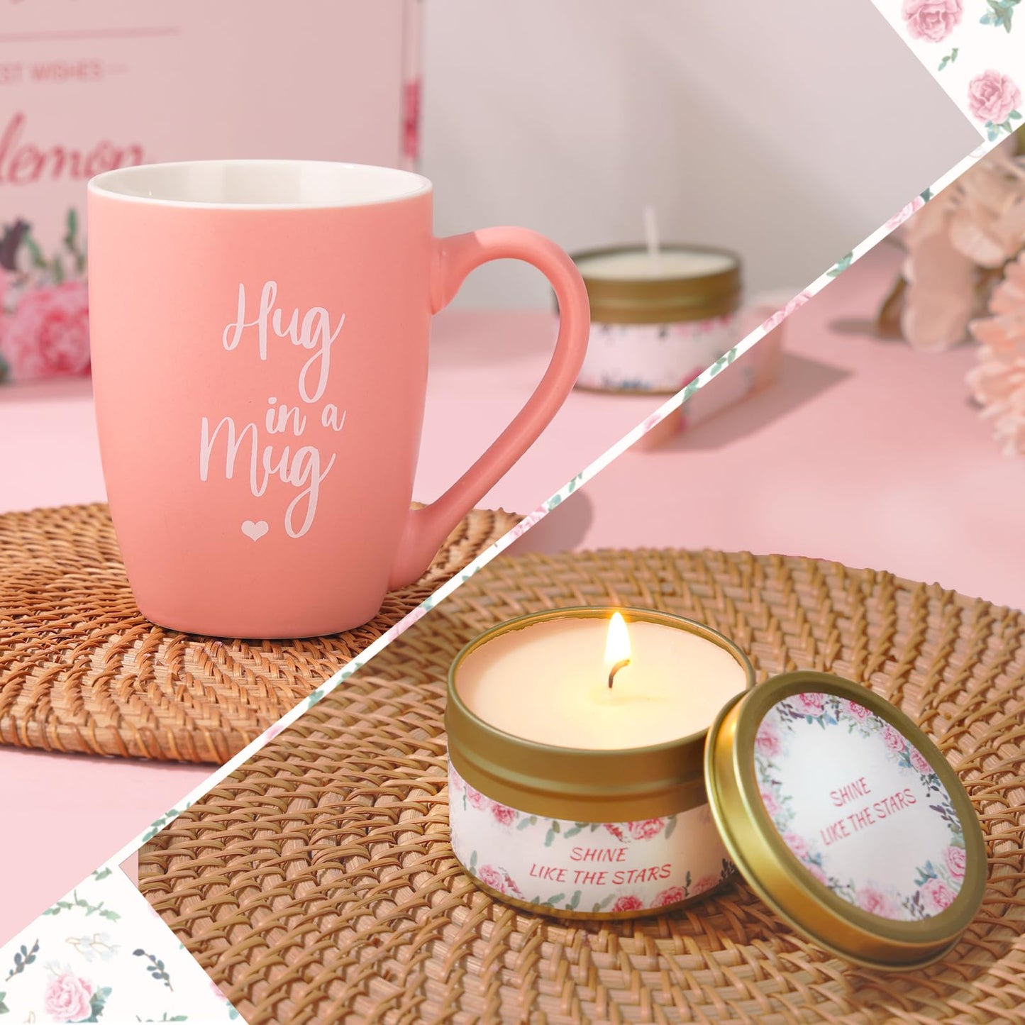 Solemon Happy Birthday Box for Woman - Pink Birthday Basket for Women Mom Her Girlfriend Sister Best Friend Wife Grandma