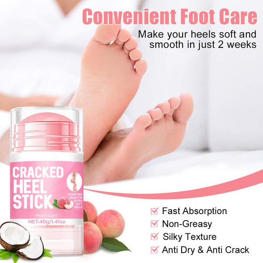 Peach Foot Hand Cream Stick, Hydrating and Anti-Cracking Foot Cream, Exfoliating Moisturizer for Dry Cracked Hands, Elbows, Feet, Knees, Dead Skin Remover Foot Balm