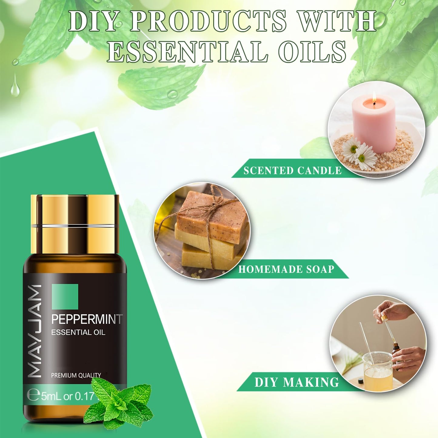 MAYJAM Tea Tree 20 Pcs Pure Essential Oil Gift Set, for Diffuser, Humidifiers, Skin Care, Massage, Fragrance Oil Scent for DIY Candle and Soap Making, Gift for Friend (5ML)