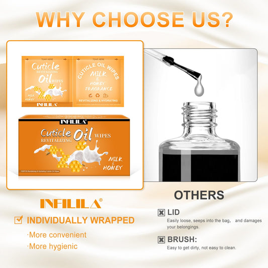 NXJ INFILILA Cuticle Oil for Nails 3.3 Fl Oz, 100Pcs Mini Cuticle Oil Bulk, Hydrating Cuticles Care Product Ttravel Size Nail Honey, Cuticles Repair and Nails Care (Milk & Honey) (100 PCS)