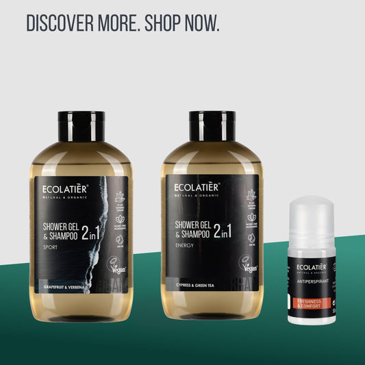 2-in-1 Body Wash Men & Shampoo Men - Sport Formula, Natural Body Wash & Hair Cleanser, 97.5% Natural Ingredients, Vegan, Refreshing & Hydrating for Active Lifestyles, 20.3 Fl Oz