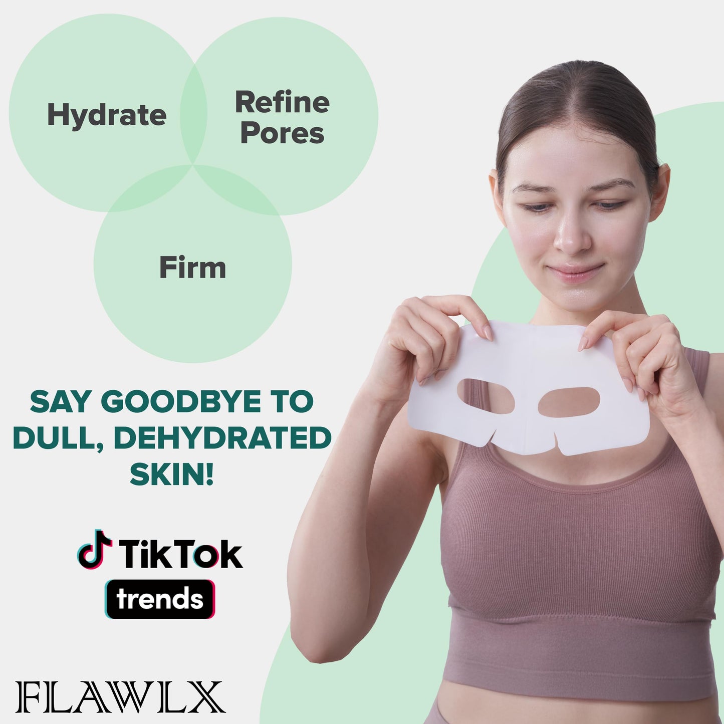 Flawlx - Bio-Collagen Real Deep Face Mask, Hydrating Overnight Hydrogel Mask, Pore Minimizing, Elasticity Boosting, With Natural Ingredients Facial Mask 45g (5-Pack) | TikTok Trend Items