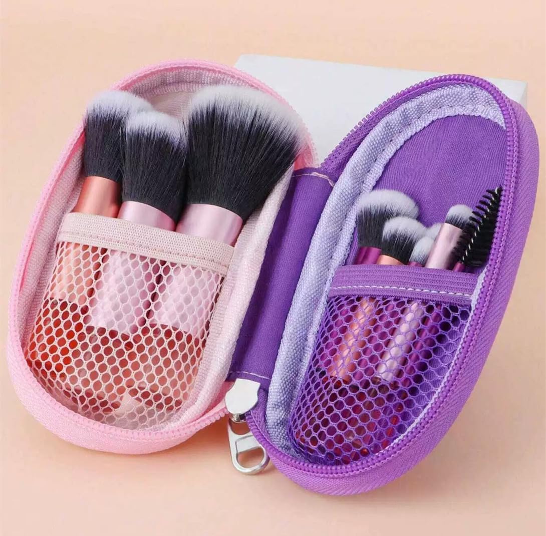 14PCS Portable ON THE GO Makeup Brush Set Mini Travel Makeup Brushes Set Easy-taken Mini Full Complete Function Cosmetic Brushes Kit with Brush Pouch (Colorful)