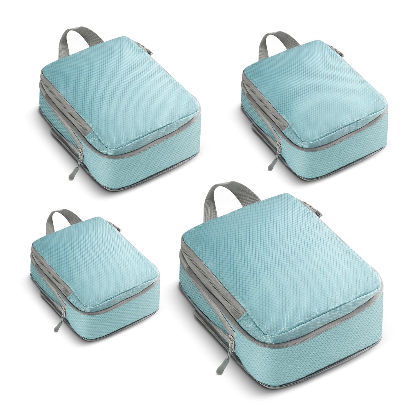 4 Set Compression Packing Cubes for Travel, Suitcase Organizer Bags Set for Luggage, Road Trip Travel Accessories in 4 Sizes (Extra Large, Large, Medium, Small), Blue