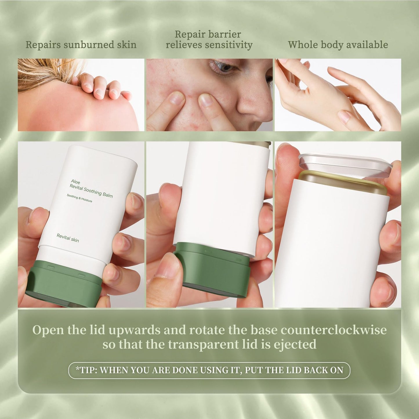 Grospe Organic Aloe Vera Gel Stick for Face & Body, Pure Aloe Gel Ideal for Hydrating, Soothing for Dry Skin, Anti-Wrinkle, Acne Scars, Soothing After Sun Care Relief