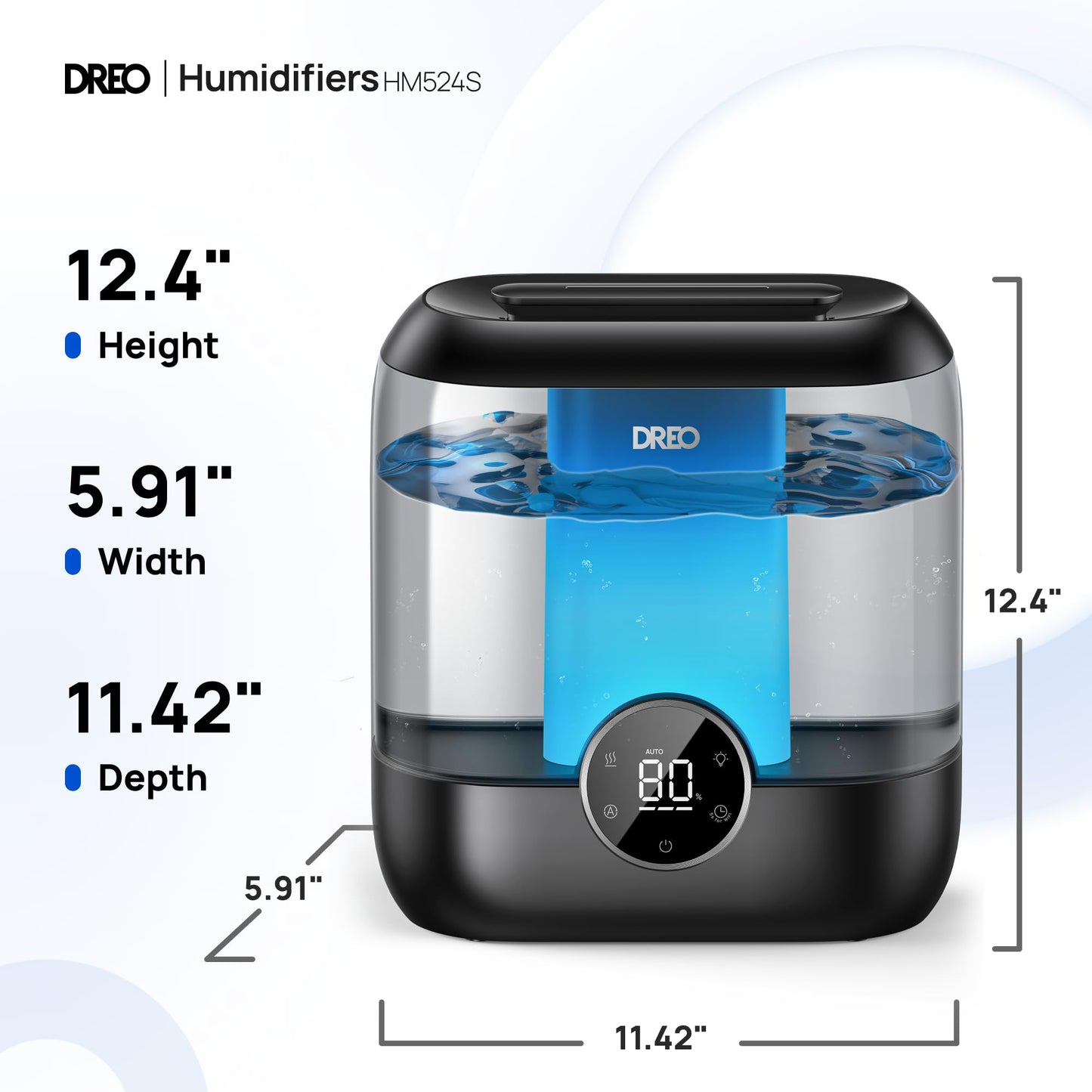 Dreo Smart Humidifiers for Bedroom, 6L Top Fill Supersized Cool Mist Humidifier for Large Room, 60 Hour Runtime, Quiet Ultrasonic Humidifiers for Plants, Baby, Indoor, Home, Night Light, Black