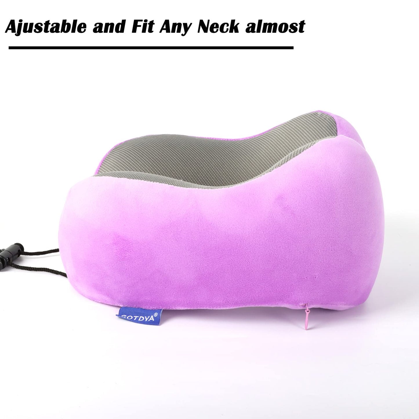 GOTDYA Travel Pillow,Travel Neck Pillows for Sleeping,100% Pure Memory Foam Soft Comfort & Support Pillow for Airplane/Car/Office&Home Rest Use-Violet
