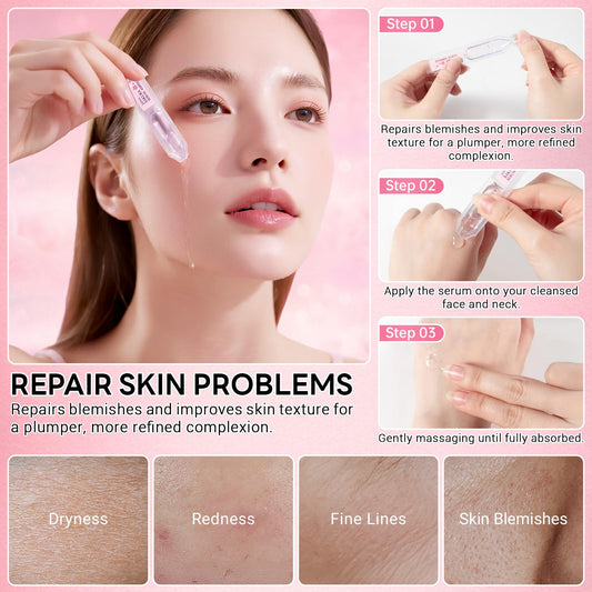 Japan Sakura Serum Ampoule, Intensive Hydration & Soothing Skin, Cherry Blossom Essence Ampoules for Face, Sakura Extract + Vitamin C, Smooth Fine Lines, Moisturizing Skin Care, 2 Boxes of 20 Ampoules