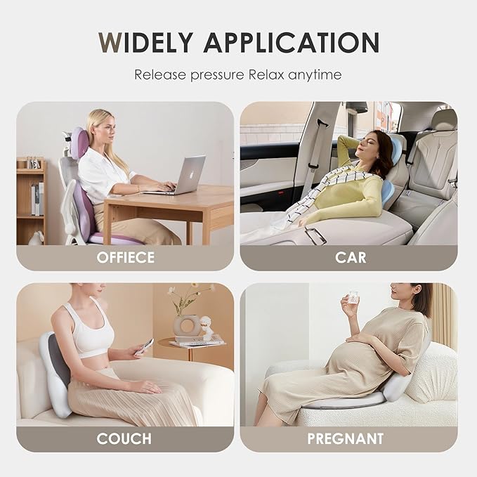 FLORICH Lumbar Support with Car headrest Back Pillow for Chairs Headrest Pillow for Car Ergonomic Ultrathick Memory Foam Back Pillow for Office Chair (Grey)