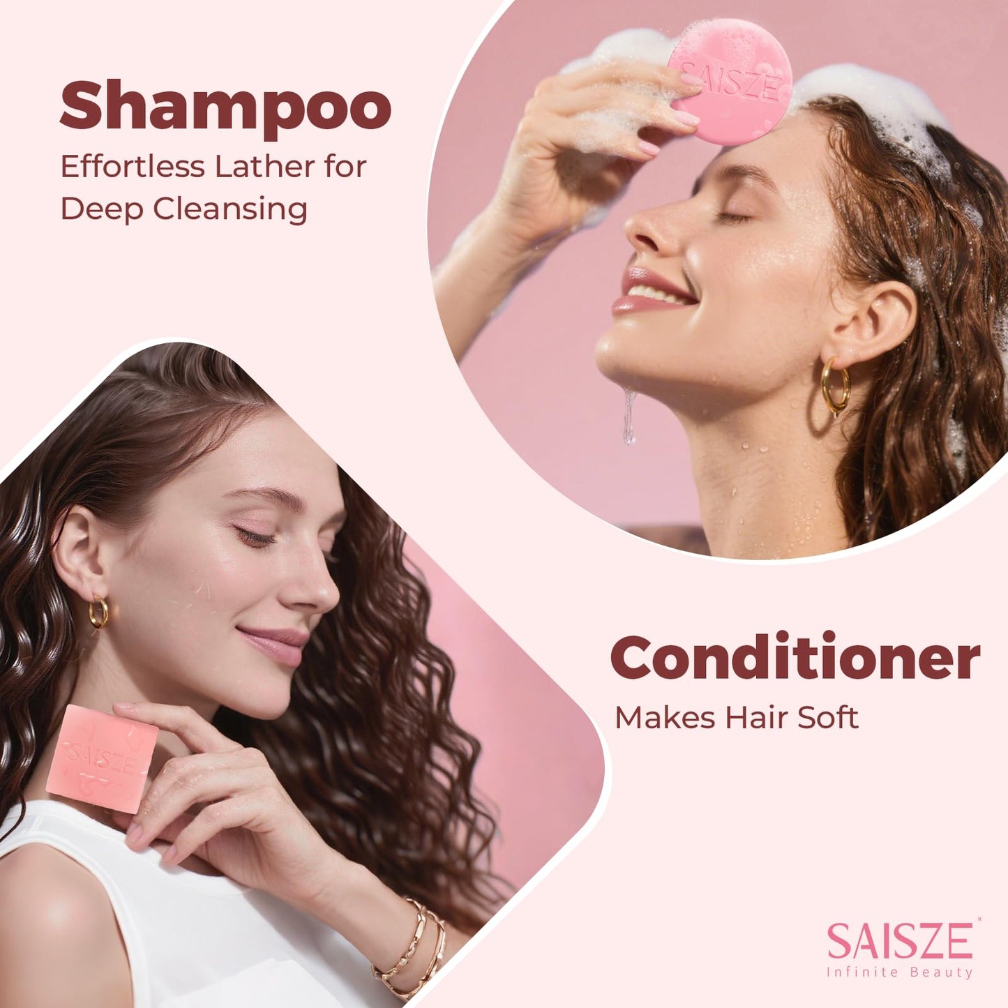 SAISZE Castor Oil Shampoo and Conditioner Bar, Hydrating and Moisturizing Hair, Natural Solid Shampoo for Hair Growth and Scalp Nourishment