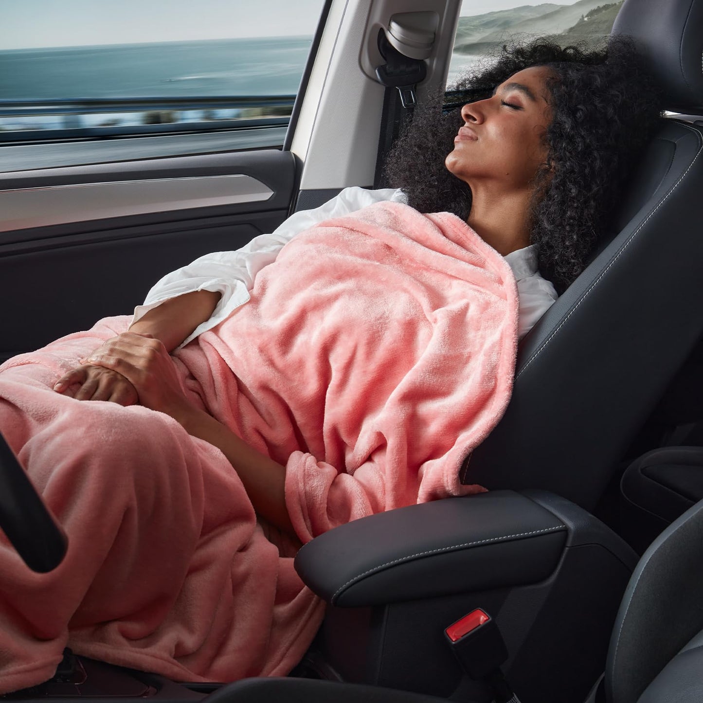 Three Geese 2-in-1 Travel Blanket Blanket and Pillows, Soft Flannel Airplane Throw with Hand Luggage Belt, 65x40inches, Portable Compact Design with Bag, Ideal for Travel Comfort.