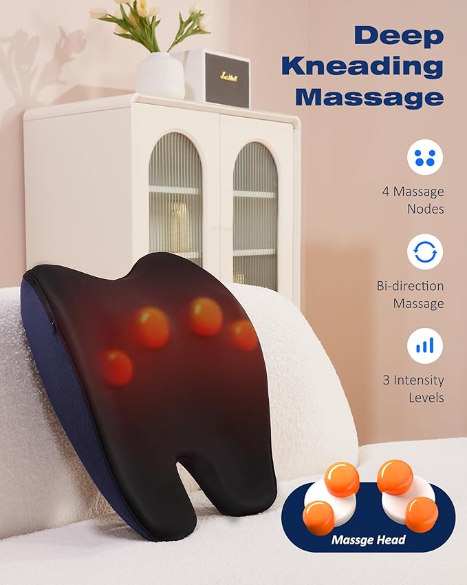 Shiatsu Neck and Back Massager with Heat, Neck and Shoulder Massagers, Deep Tissue Kneading Massage Pillow for Lower Back, Shoulder, Leg Muscle Pain Relief, Relax Gift for Woman Man