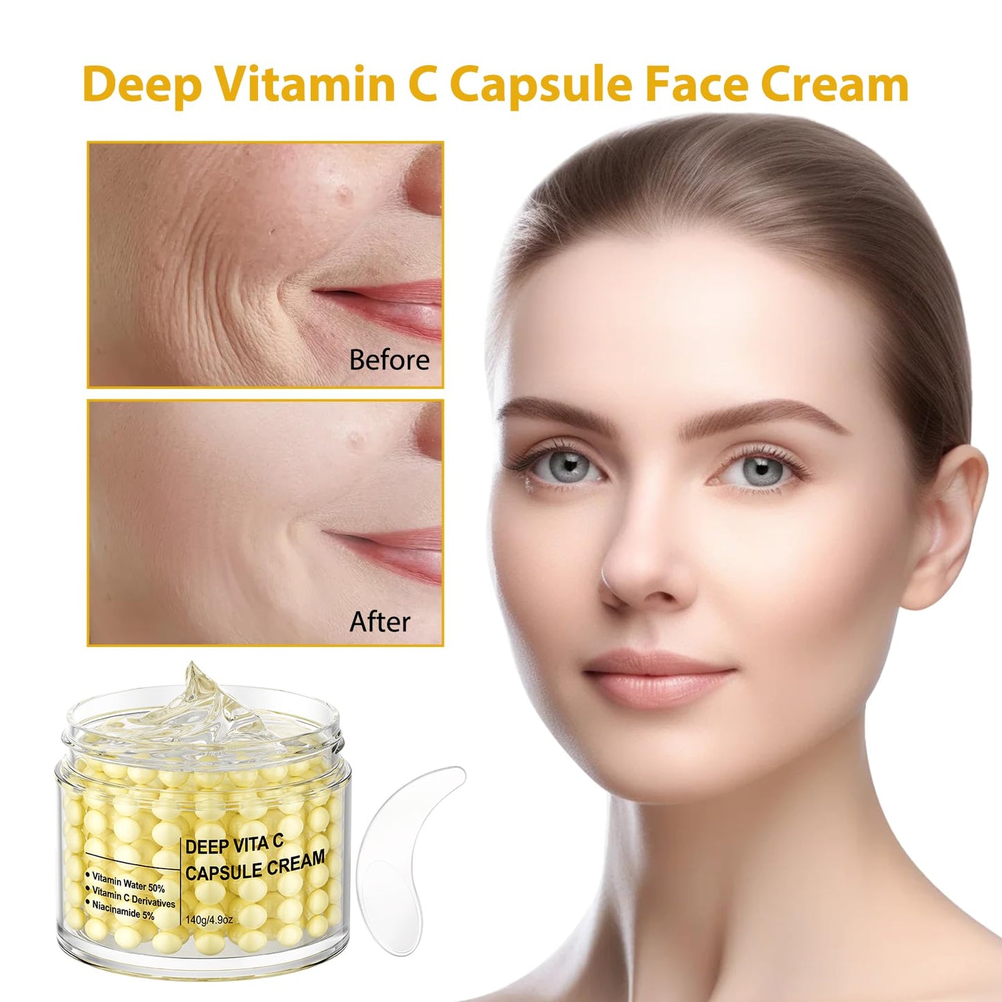 OUPEICHARM Deep Vitamin C Capsule Face Cream,Moisturizer Capsule Facial Cream,Hydrating Night Face Cream Skincare 4.9 OZ
