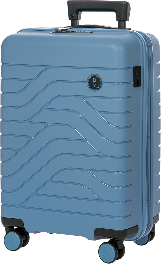 Bric's B|Y Ulisse Spinner Suitcase - 21" Inch Carry-On Luggage - Hard Exterior and TSA-Approved Lock - Grey Blue