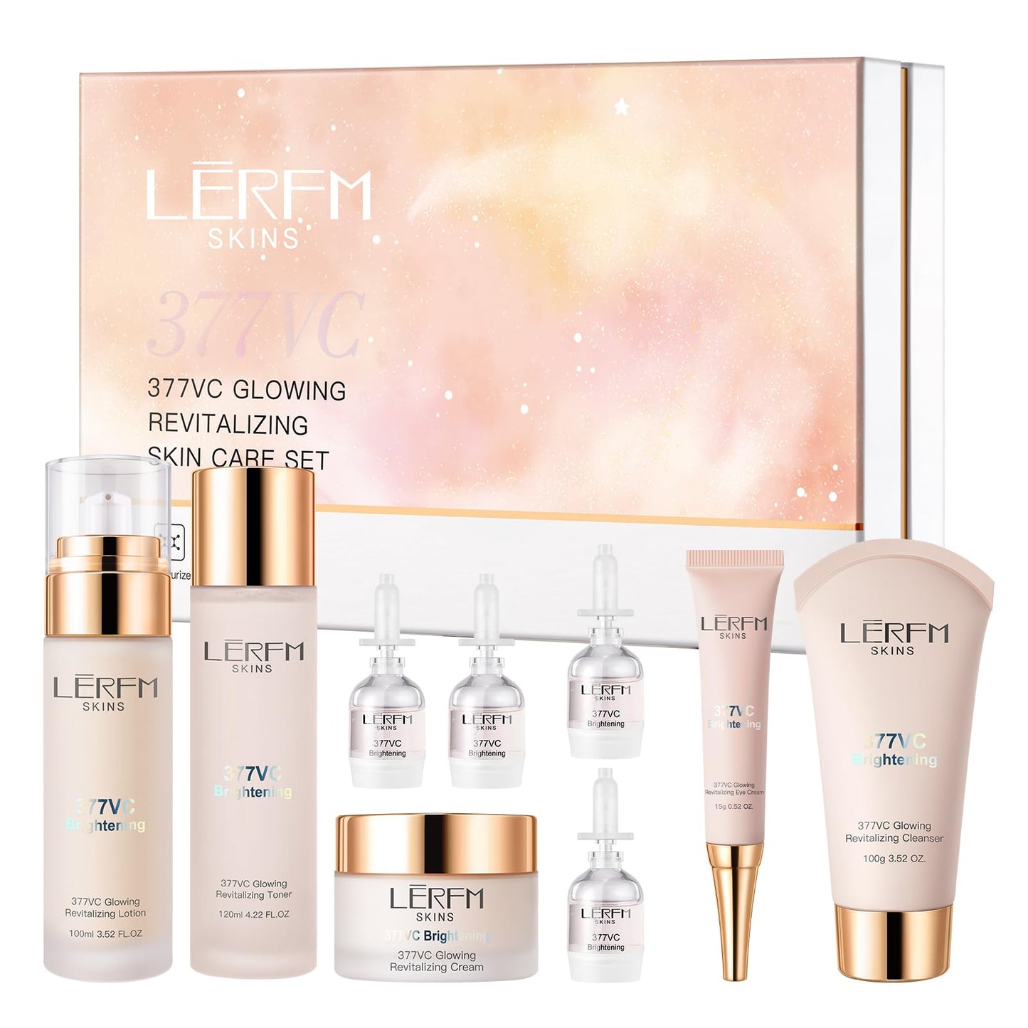 AESTHTANY Skin Care Set 9 in 1 Facial Cleanser, Toner, Serum, Face Lotion, Cream & Eye Cream â Hydrating, Anti-Aging &Brightening Daily Routine for Glowing Skin