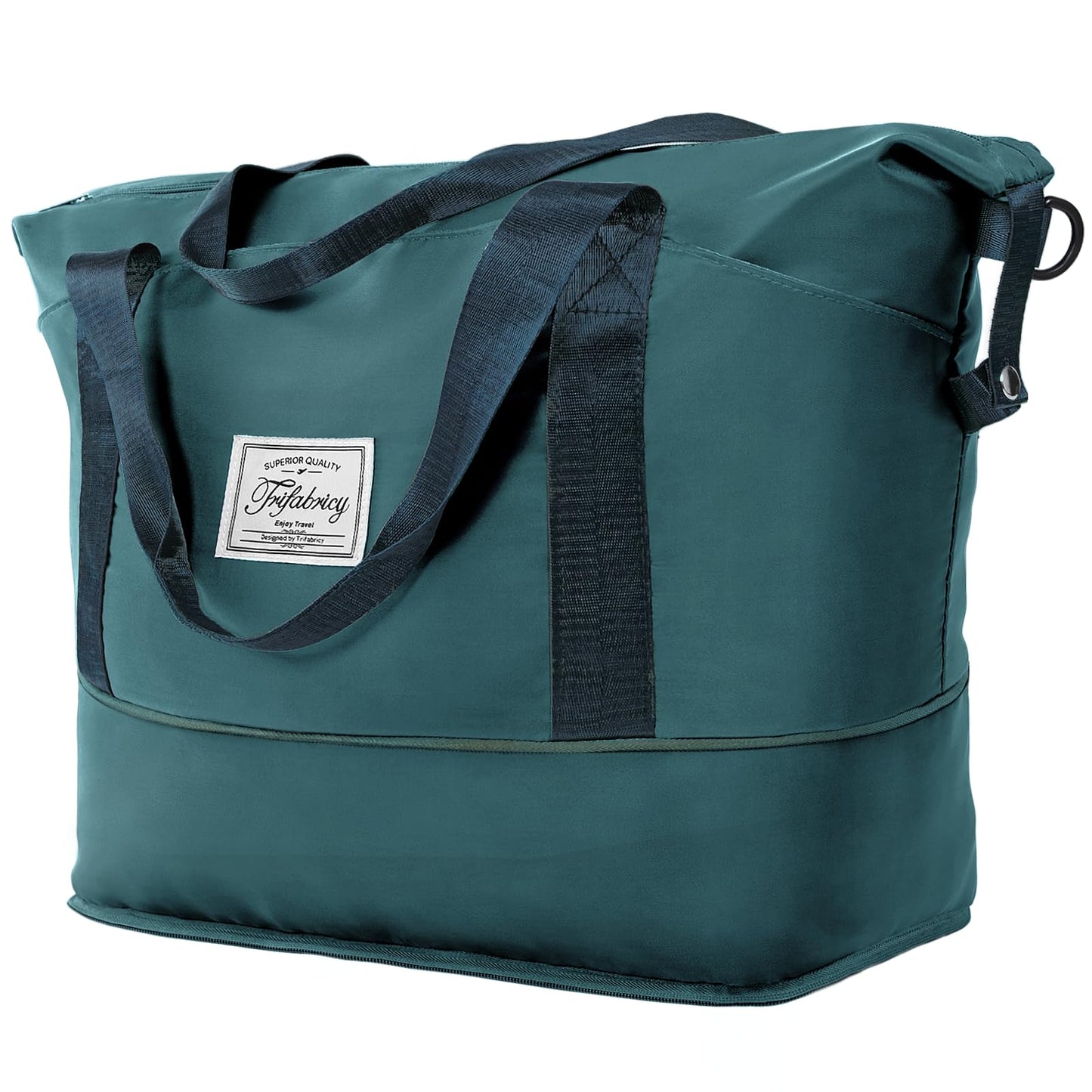 Trifabricy Travel Duffel Bag - Large Shoulder Weekender Overnight Bag, Carry on Bags with Wet Pocket, Waterproof Expandable Duffel Bags with Trolley Sleeve, Sports Tote Gym for Women, Peacock blue