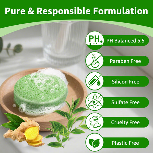 Pubpok Tea Tree & Organic Ginger Shampoo Bars and Conditioner Set, for Clarifying Grease, Promote Hair Growth, Anti Hair Loss, Coconut Oil Conditioner Solid Bar for Deep Moisturizing & PH Balanced