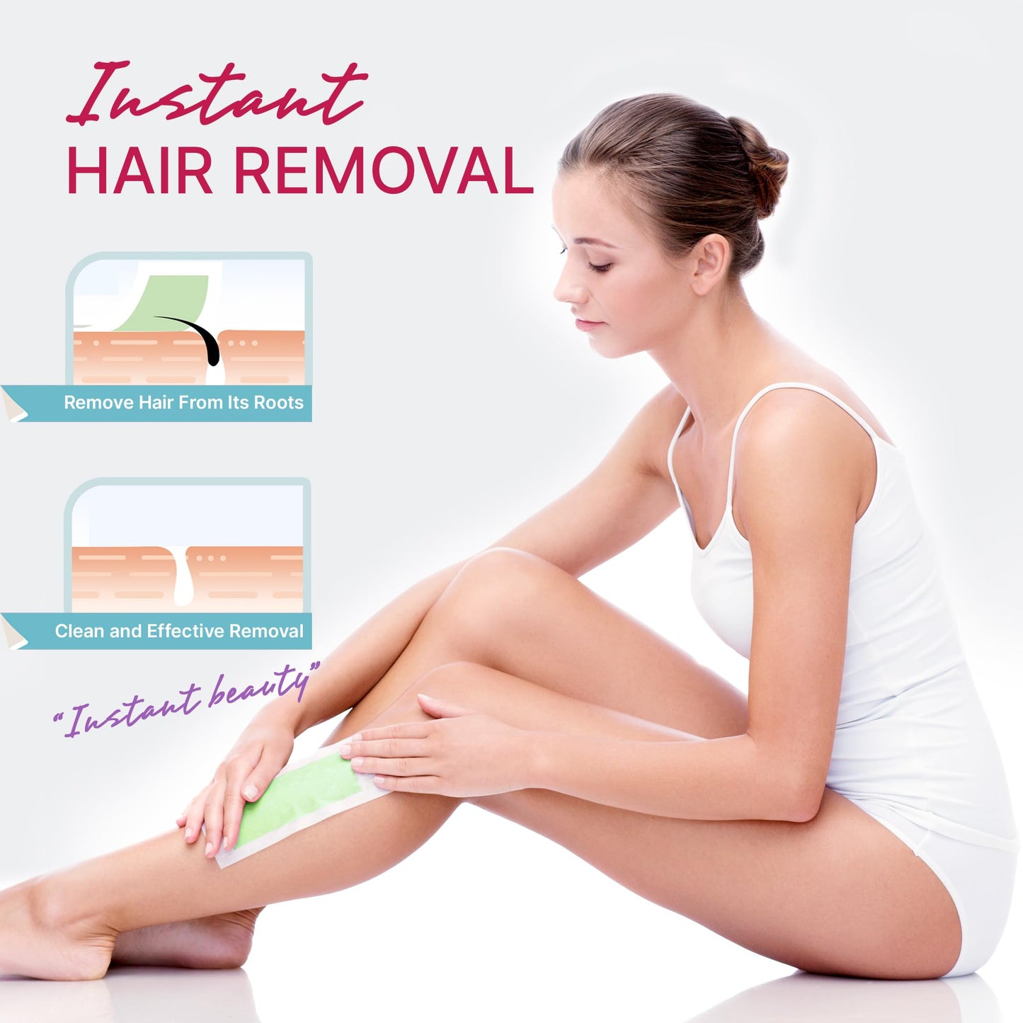 Wax Strips Hair Removal for Women: Waxing Kit with 60 Pcs Body Waxing Strips Dual Sides & 4 Calming Oil Wipe For Face, Bikini, Legs, Lip, Brazilian Wax Kit At Home, Hypoallergenic All Skin Type