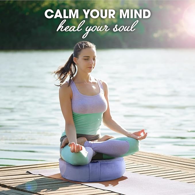 Yes4All Meditation Cushion, Floor Pillow Foam Zafu Buckwheat, Mandala Pattern Yoga Meditation Bolster Pillows, Floor Cushions