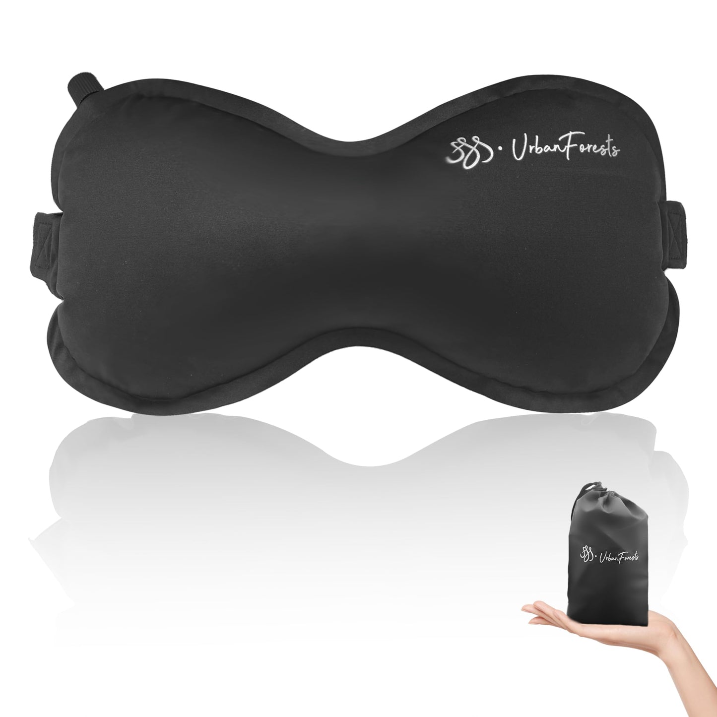 SSS·UrbanForests Inflatable Lumbar Pillow for Travel, Lumbar Support Self-Inflating for Car, Neck Pillow Inflatable Lumbar Support Travel Lumbar Pillow for car (Black)