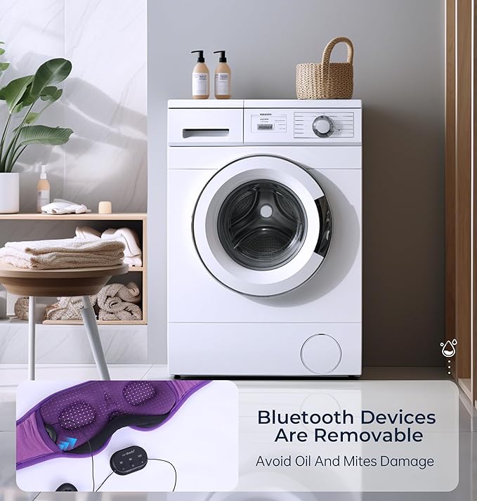 LC-dolida 5.4 Bluetooth Sleep Mask with White Noise,Sleep Headphones,Bluetooth Wireless Music Eye Mask, Ideal for Travel, Night Work,Side Sleeping and Office Use for Both Men and Women(Lavender)