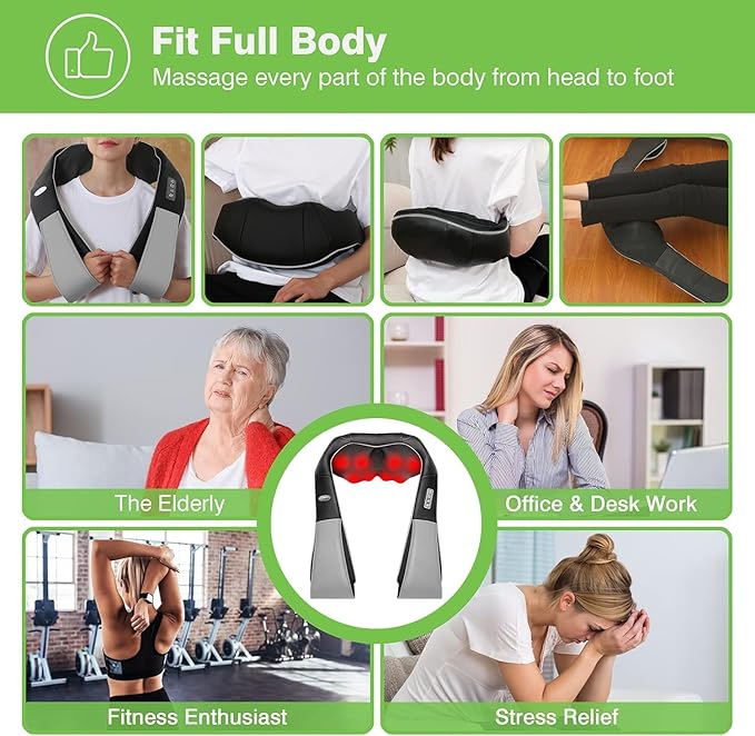 cotsoco Neck Massager, Shiatsu Neck and Back Massager with Heat for Pain Relief, Deep Tissue 3D Kneading Massage Pillow, Relaxation Gifts for Men and Women, Gifts for Dad, Elderly,Wife(Gray)