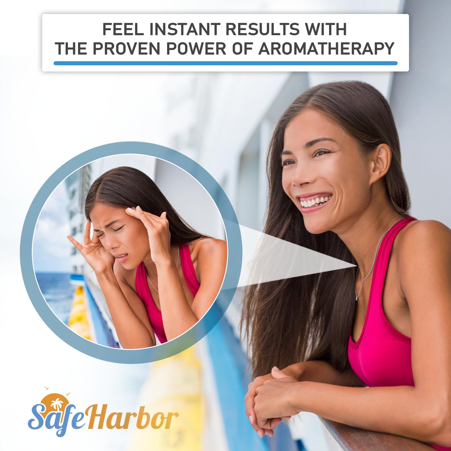 SafeHarbor Motion Sickness Relief Roll-On | Anti Nausea Essential Oil for Sea Sickness, Dizzy & Carsick Relief in Children and Adults, Your Cruise Ship Essential | 100% Natural, Drug Free (10 ml)