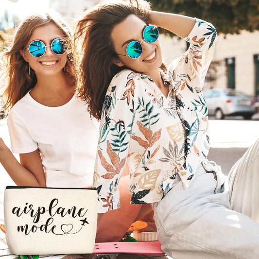 jealance Funny Airplane Travel Gifts for Women Makeup Bag Travel Essentials Cosmetic Bag Travelers Toiletry Bag Flight Vacation Gifts for Sister Travelers Girls Trip Birthday Mothers Day Anniversary