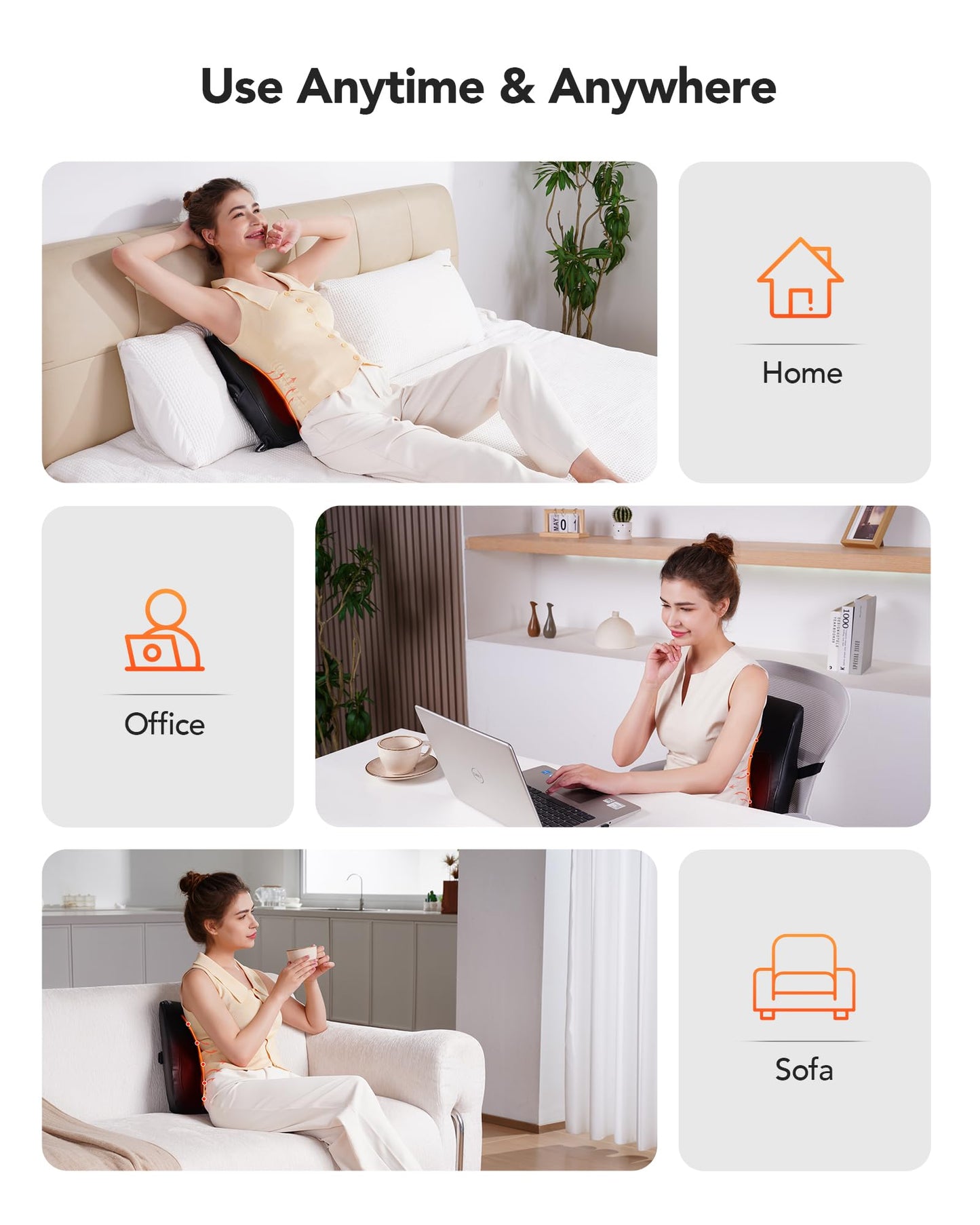 COPYJOY Back Massager with Heat, Neck Massager for Pain Relief Deep Tissue 3D Shiatsu Kneading Electric Massage Pillow for Whole Body Relaxation, Home, Car, Office Use, for Mom, Dad, Women, Men