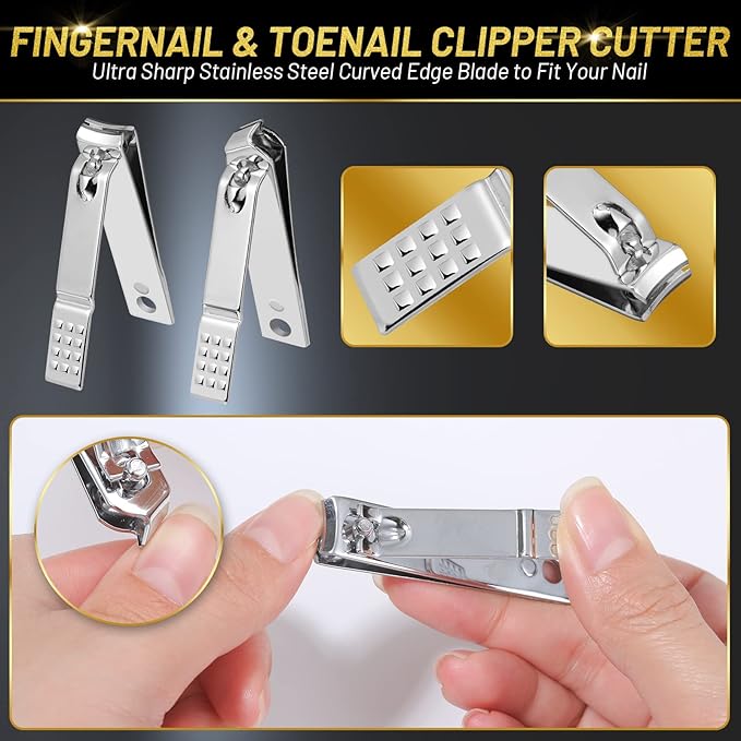 10 PCS Toenail Clippers Tool Kit, Modacraft Professional Podiatrist Nail Clippers Set for Thick & Ingrown Toenails Corrector Treatment, Wide Jaw Opening Nail Clippers Set for Seniors Pedicure, Unisex