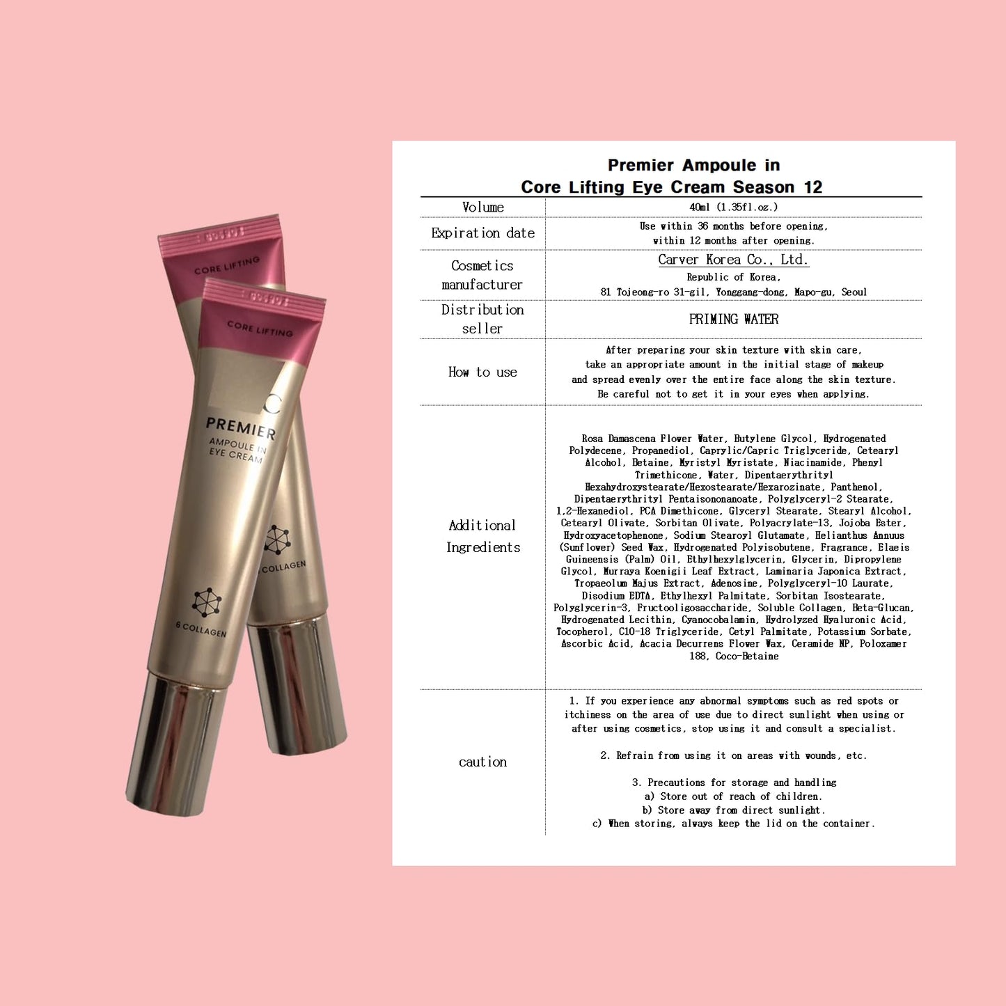 priming water Deep Hydration & Brightening, Korean eye cream for A.H.C PREMIER AMPOULE IN EYE CREAM Season 12, (1.35 fl.oz. X 1ea) dental floss