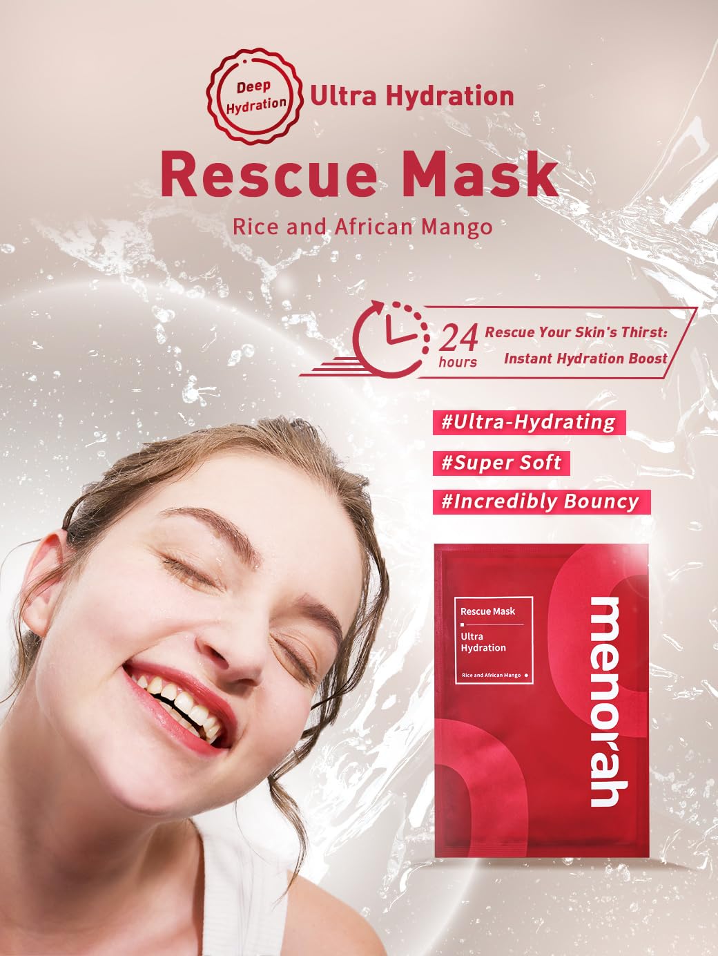menorah Skincare - Facial Rescue Mask, Natural and Plant-Based Collection, Face Sheet Mask, Brightening, Anti-Aging, Hydration, Anti-Blemish, 4Combo Pack